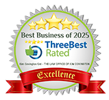 5 Star | Best Business of 2025 | 5 Star ThreeBest Rated | Kim Covington Krei - The Law Office of Kim Covington | Excellence